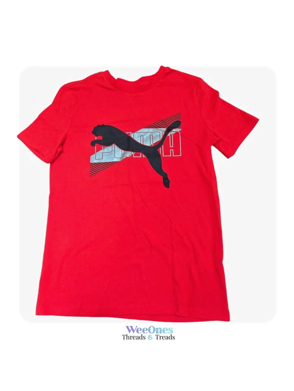 PUMA Boys Red Graphic T-Shirt – Size US 5 / UK 4 (Kids)